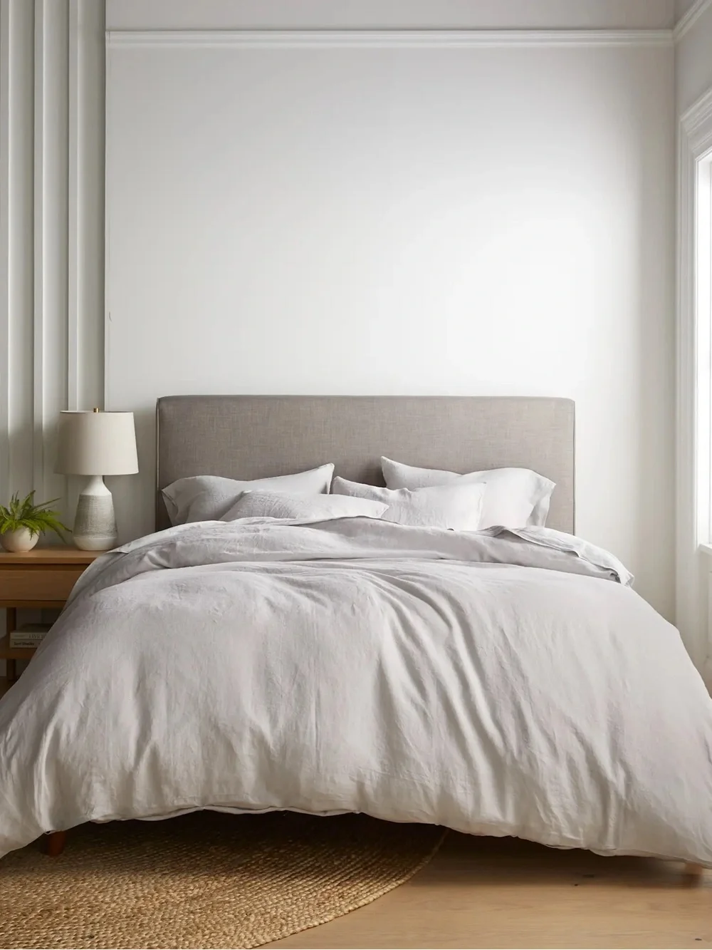 Quince European Linen QUEEN Duvet Cover - LIGHT GRAY color - NEW